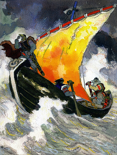 Vainamoinen and Ilmarinen Go to Pohjola to Take the Sampo